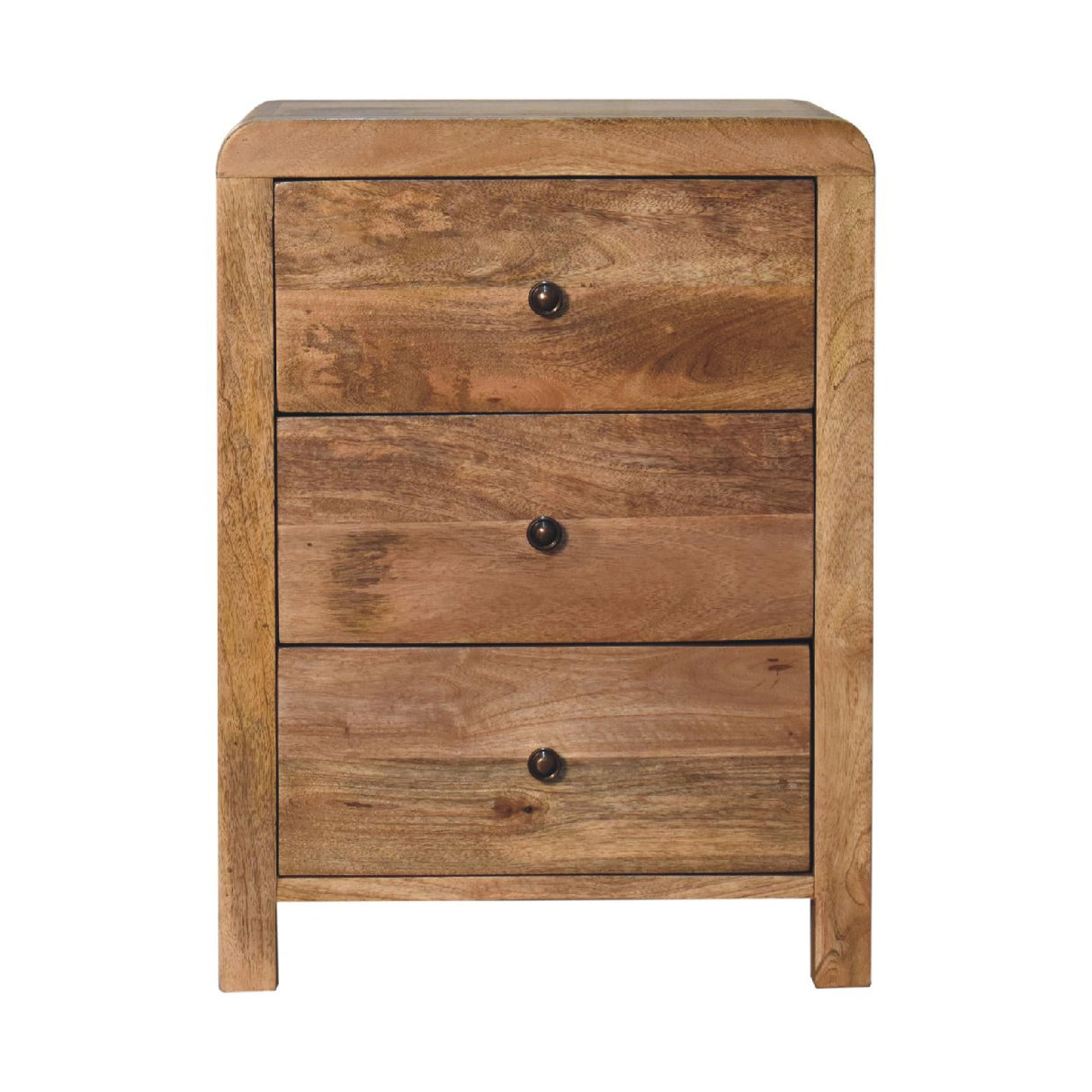 Solid Mango Wood Bedside Cabinet With 3 Drawers - Aspen