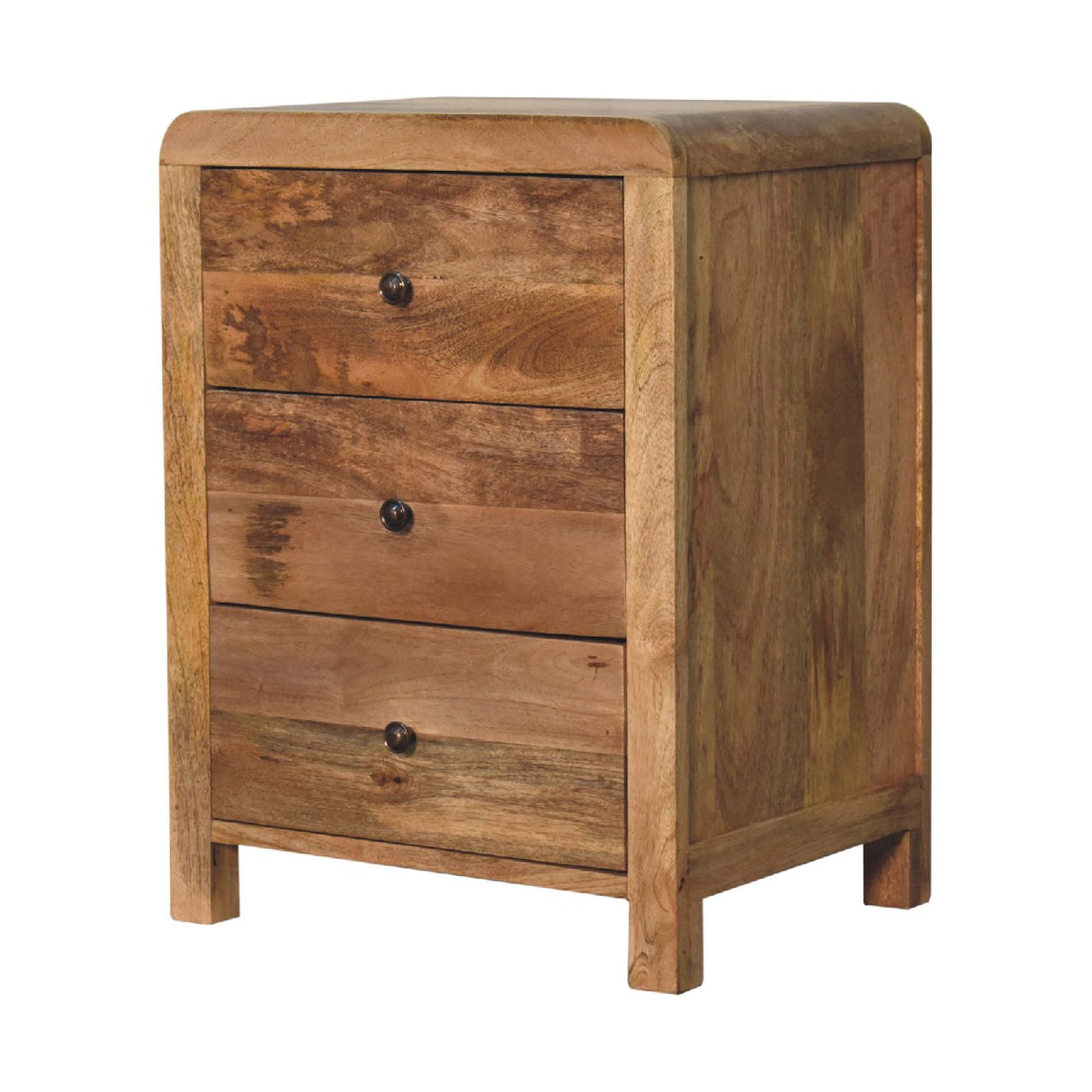 Solid Mango Wood Bedside Cabinet With 3 Drawers - Aspen