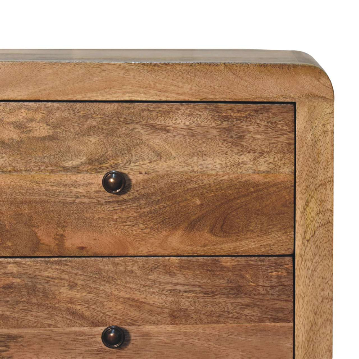 Solid Mango Wood Bedside Cabinet With 3 Drawers - Aspen