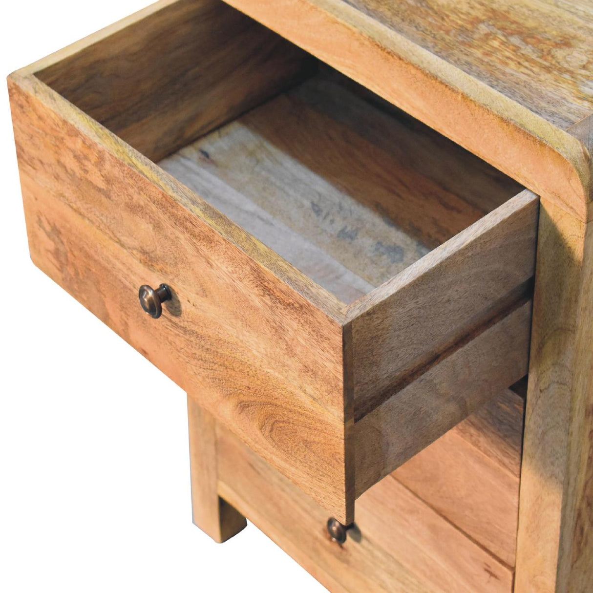 Solid Mango Wood Bedside Cabinet With 3 Drawers - Aspen