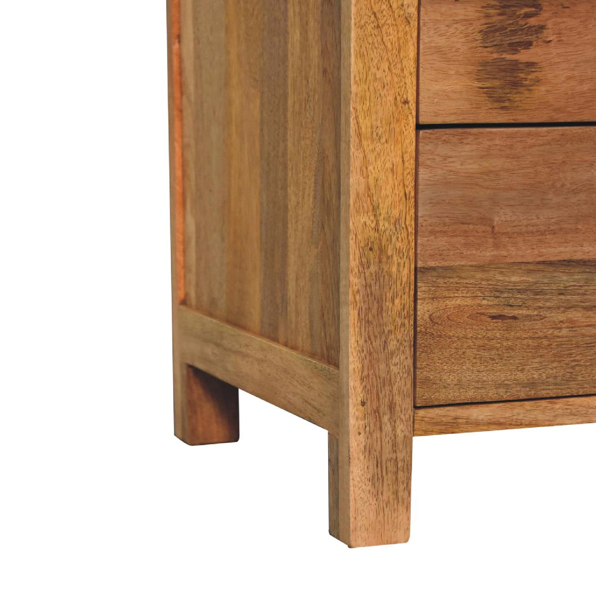 Solid Mango Wood Bedside Cabinet With 3 Drawers - Aspen