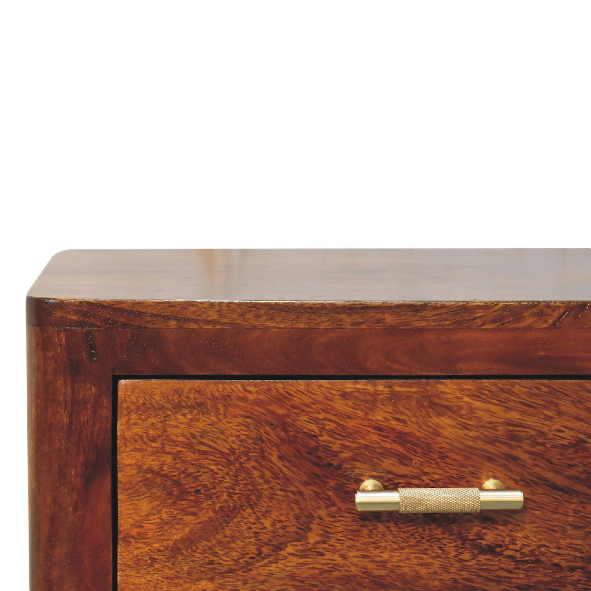 Solid Mango Wood Bedside Cabinet With 3 Drawers - Luca