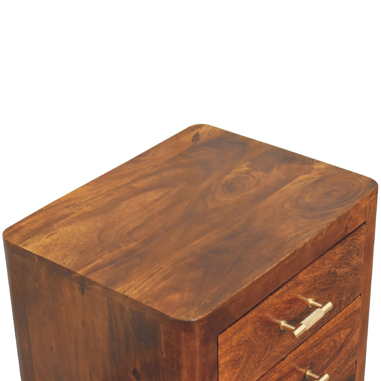 Solid Mango Wood Bedside Cabinet With 3 Drawers - Luca
