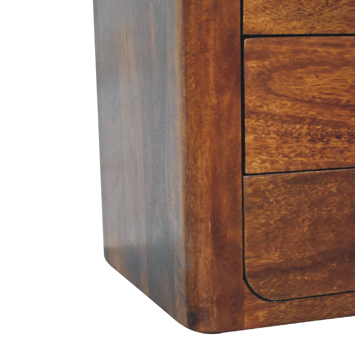 Solid Mango Wood Bedside Cabinet With 3 Drawers - Luca
