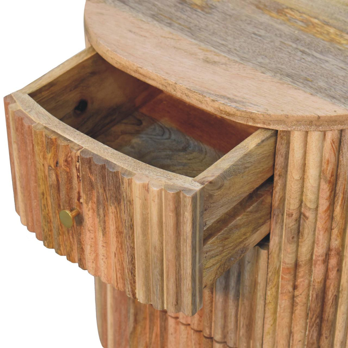 Solid Mango Wood Bedside Cabinet Ball With 3 Drawers - Soba