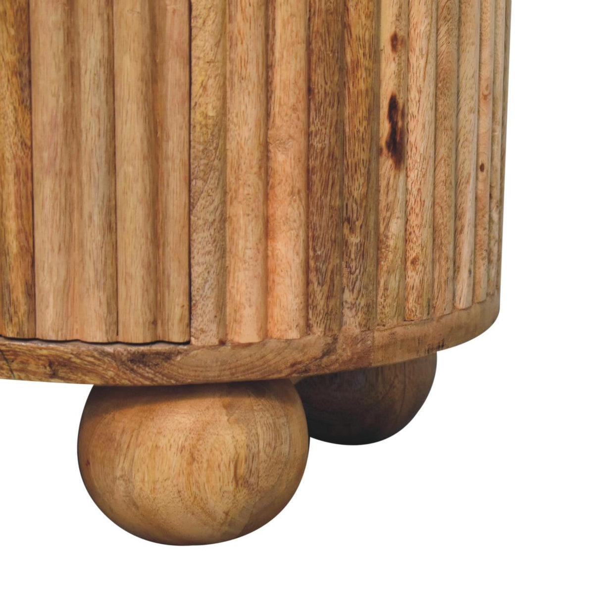 Solid Mango Wood Bedside Cabinet Ball With 3 Drawers - Soba