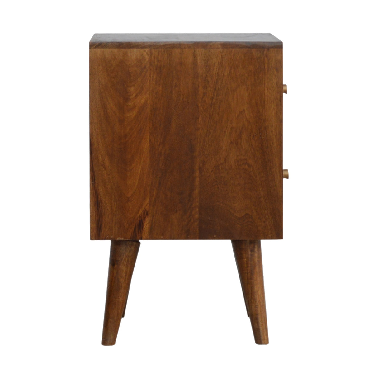 Solid Mango Wood Bedside Cabinet Carved Cube Shaped - Birmingham