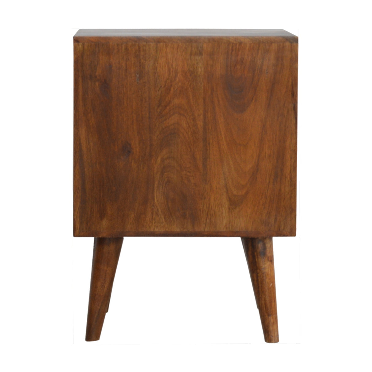 Solid Mango Wood Bedside Cabinet Carved Cube Shaped - Birmingham