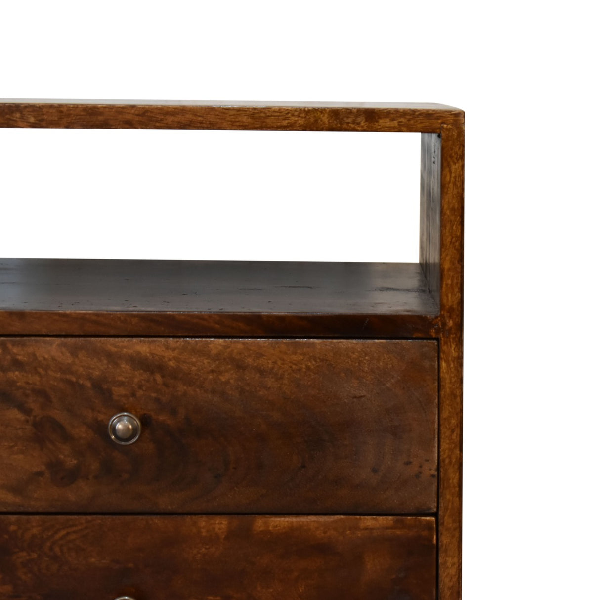 Solid Mango Wood Bedside Cabinet Classic With 2 Drawers - Derby
