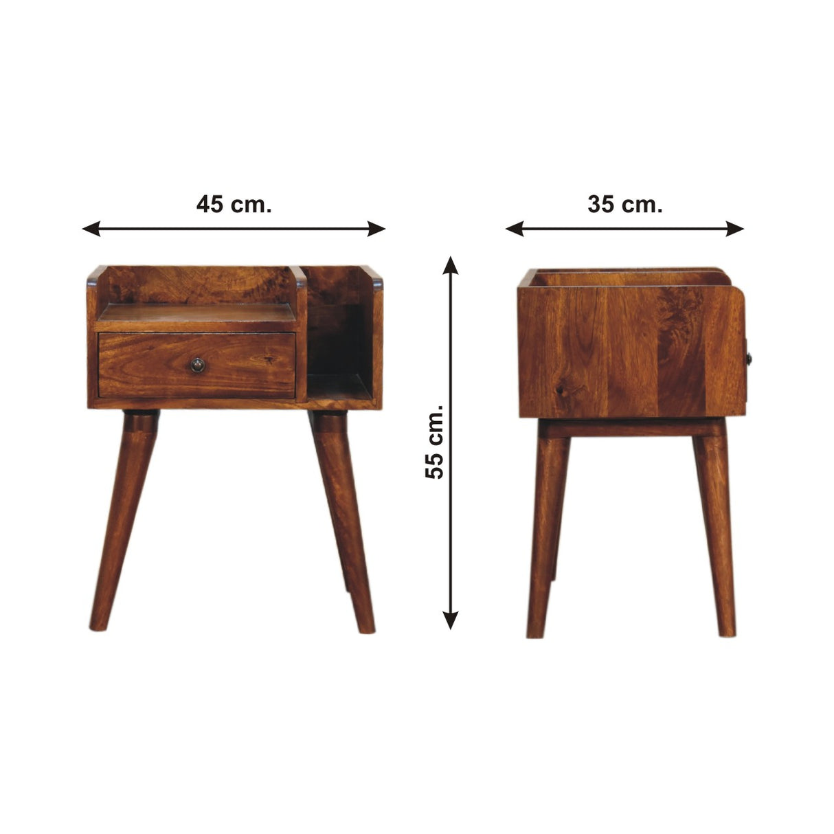 Solid Mango Wood Bedside Cabinet Collective - Birmingham