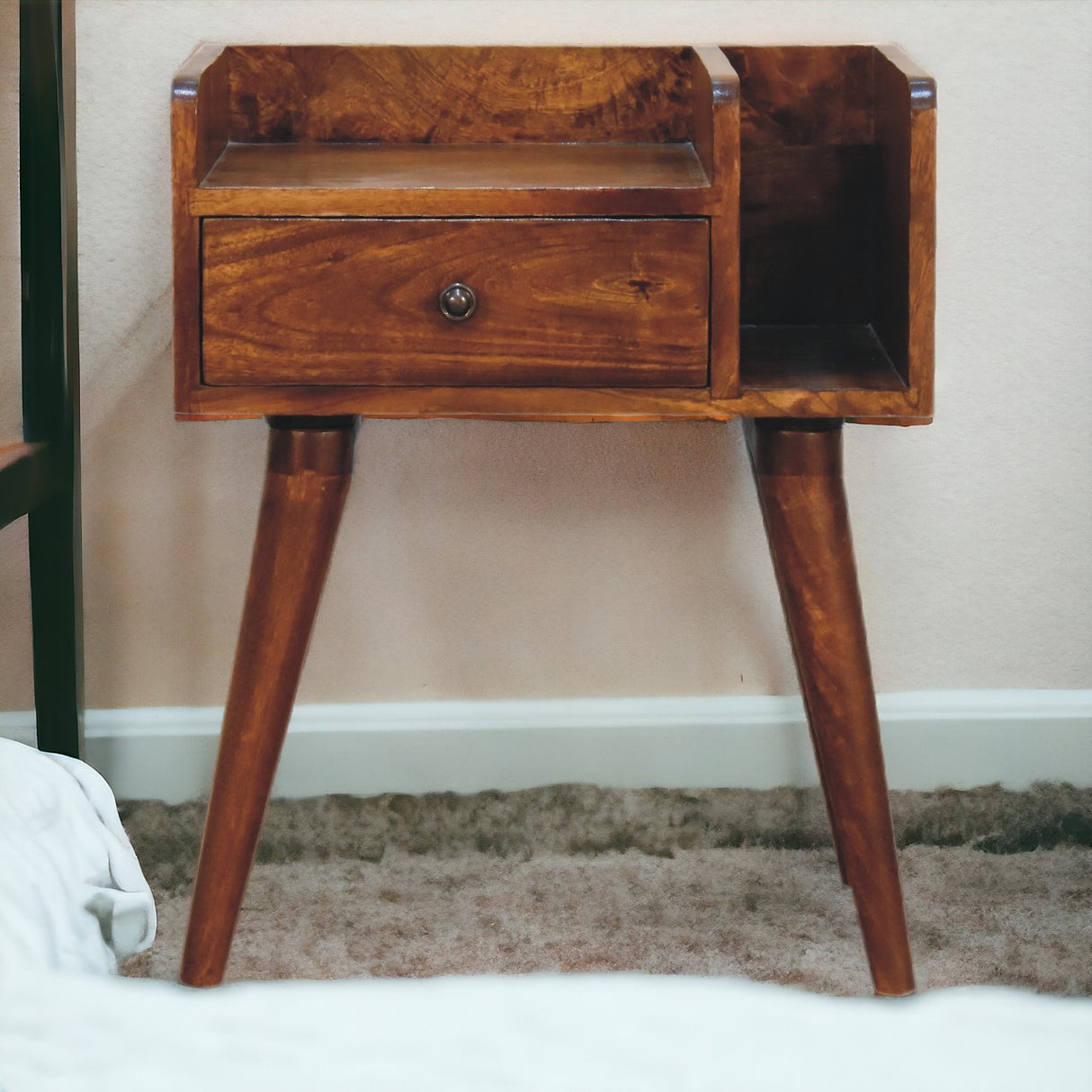 Solid Mango Wood Bedside Cabinet Collective - Birmingham