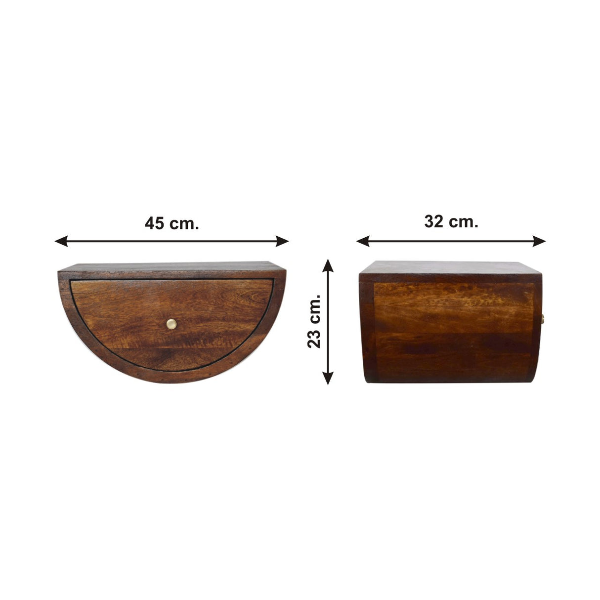 Solid Mango Wood Bedside Cabinet Crescent And Floating - Birmingham