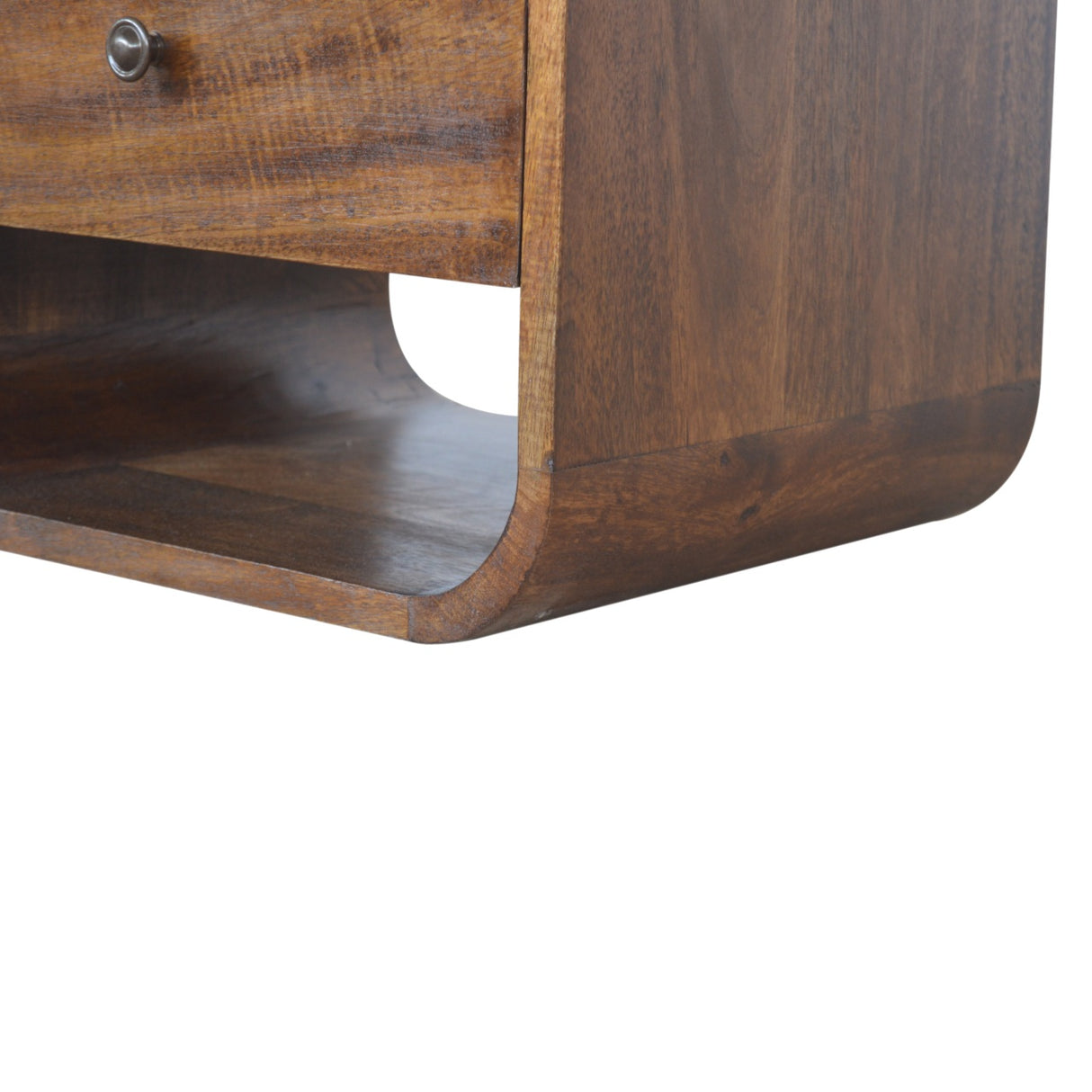 Solid Mango Wood Bedside Cabinet Curve With 2 Drawers - Birmingham