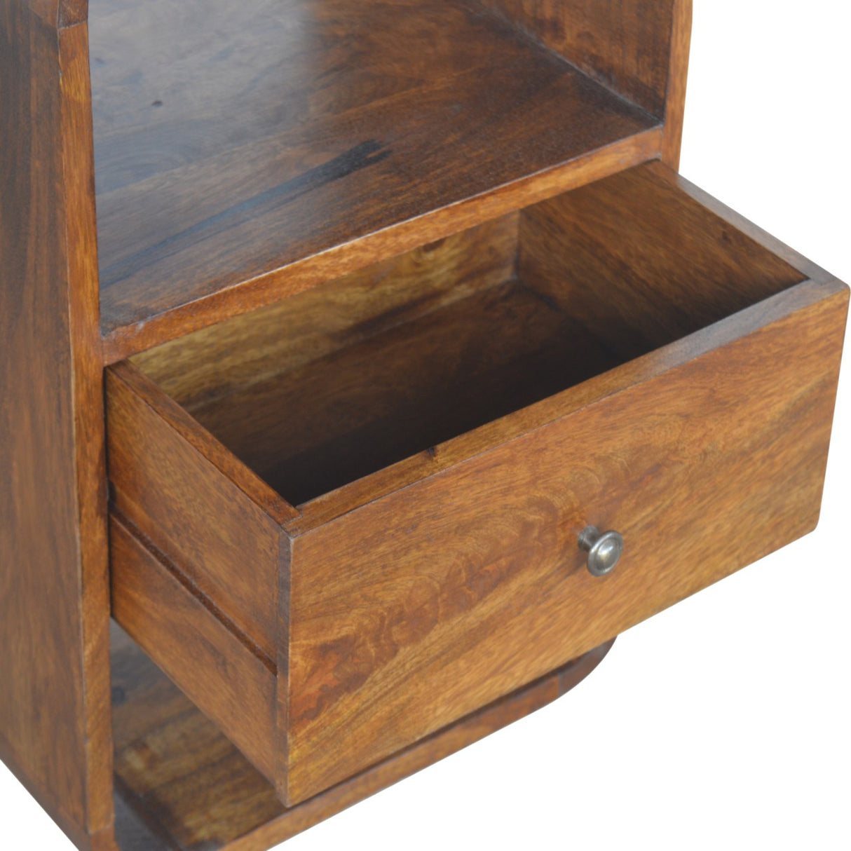 Solid Mango Wood Bedside Cabinet Curve With 2 Drawers - Birmingham