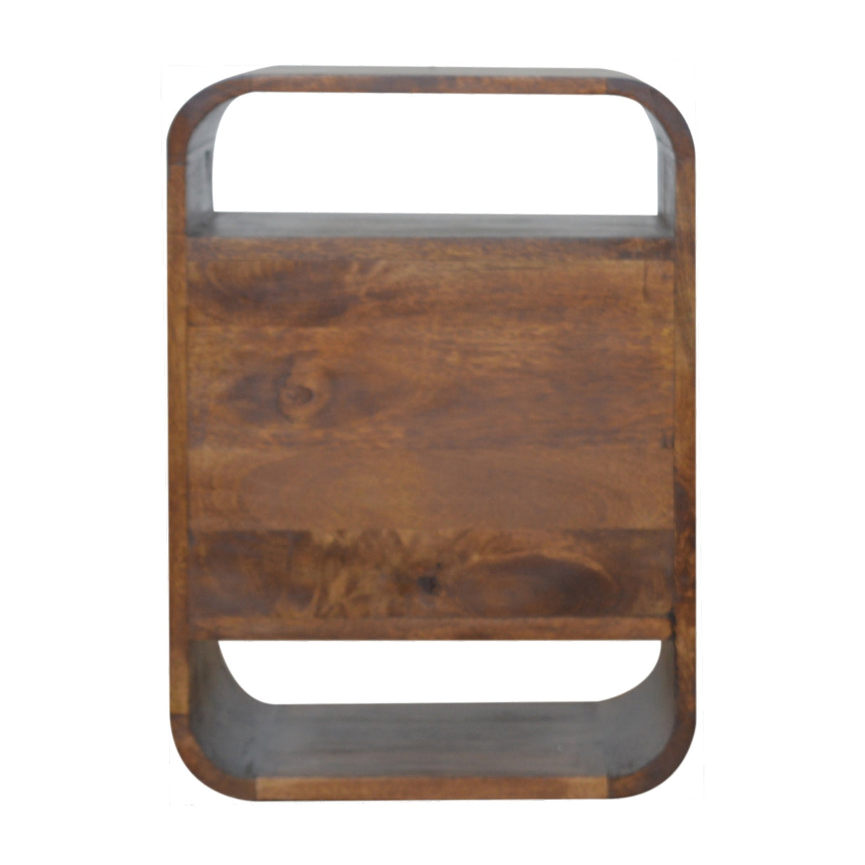 Solid Mango Wood Bedside Cabinet Curve With 2 Drawers - Birmingham