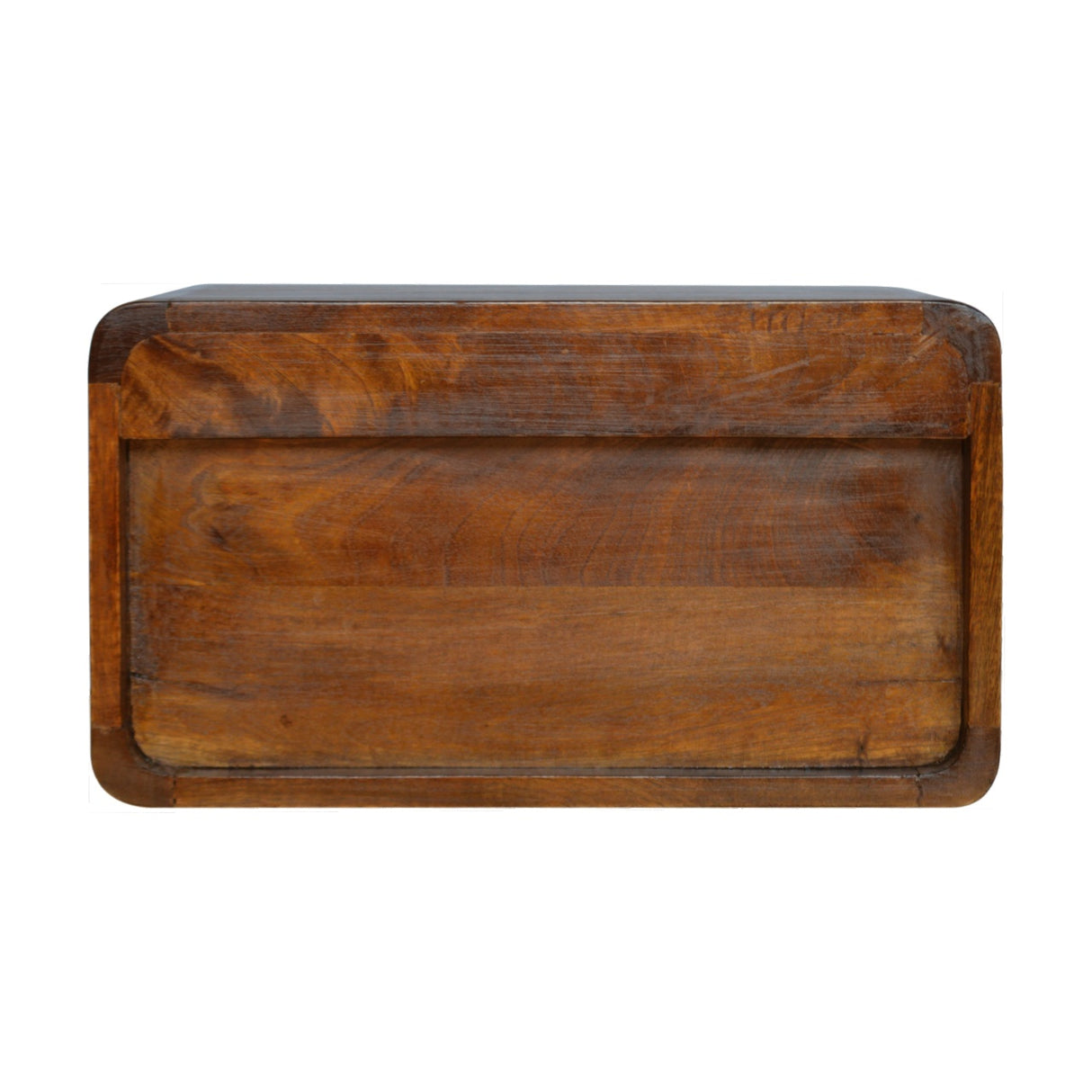 Solid Mango Wood Bedside Cabinet Curved With 2 Drawers - Hereford