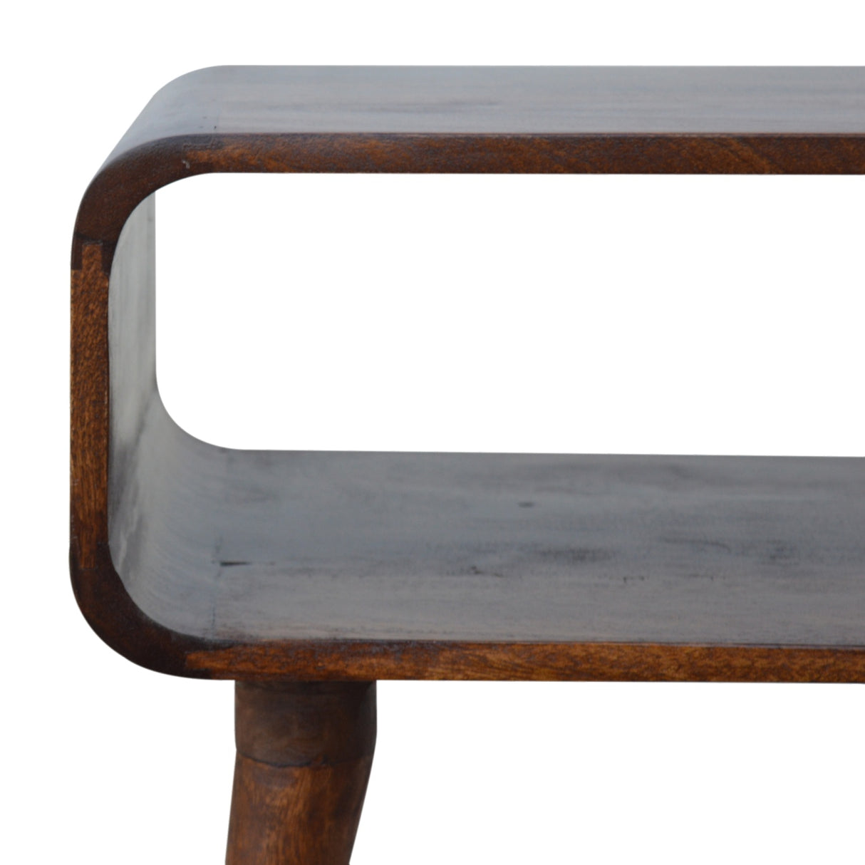 Solid Mango Wood Bedside Cabinet Curved And Open - Gloucester