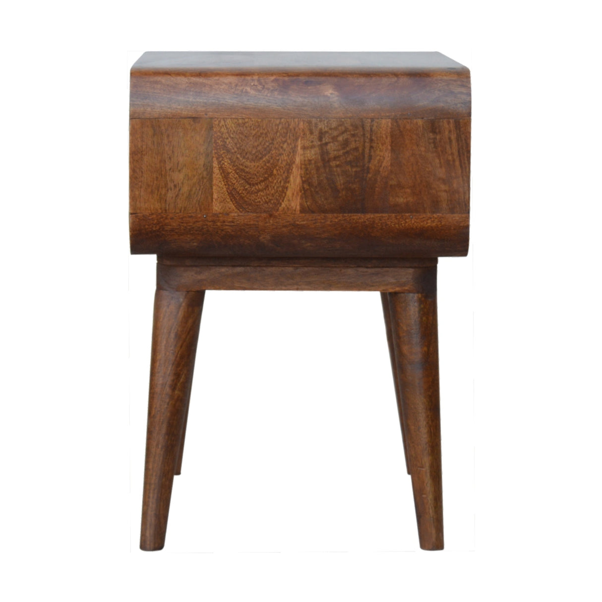 Solid Mango Wood Bedside Cabinet Curved And Open - Gloucester