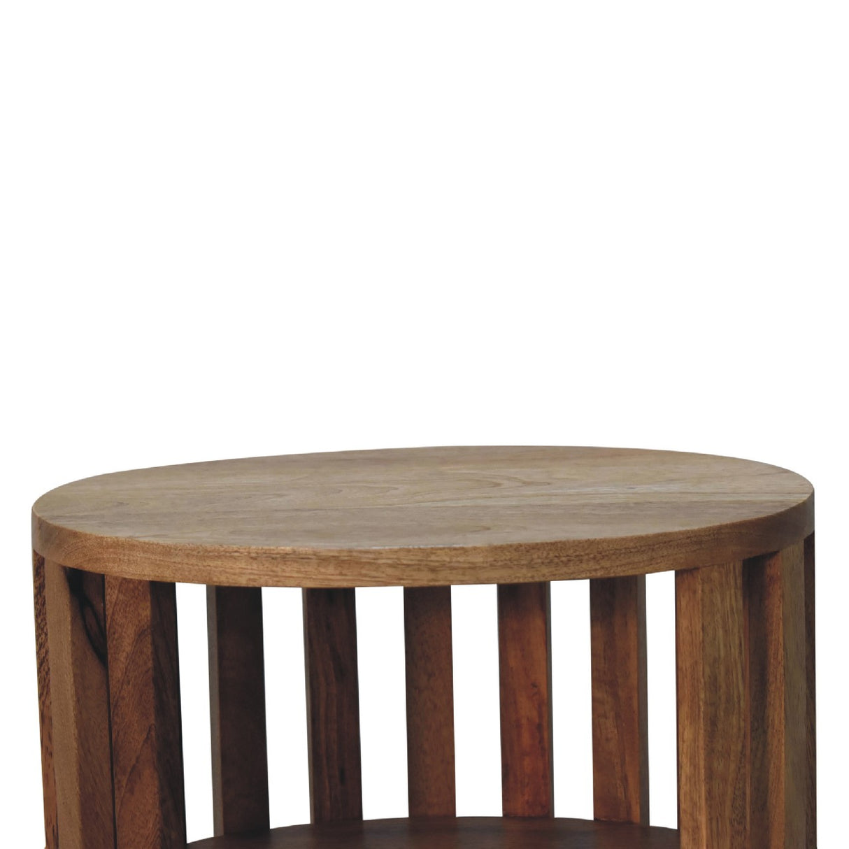 Solid Mango Wood Bedside Cabinet With Double Shelves - Ariella