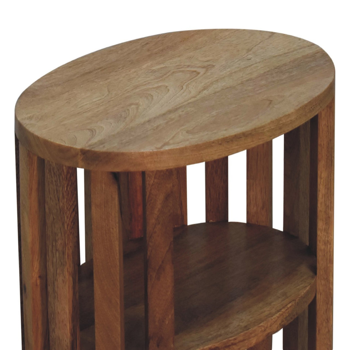 Solid Mango Wood Bedside Cabinet With Double Shelves - Ariella