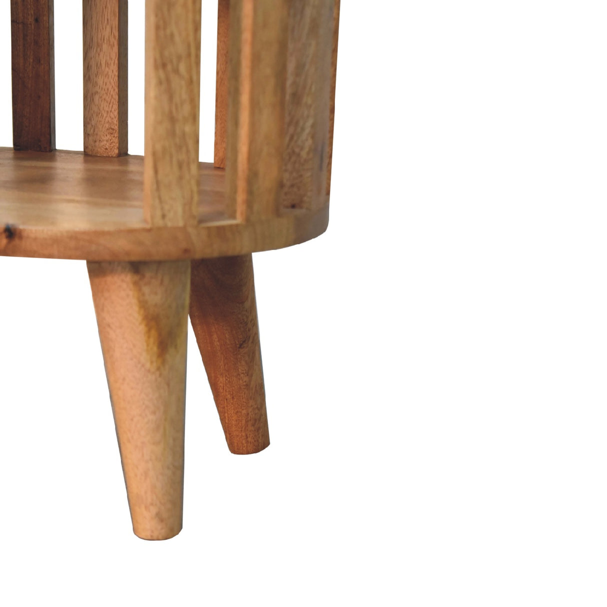 Solid Mango Wood Bedside Cabinet With Double Shelves - Ariella