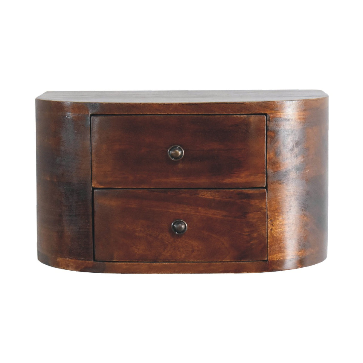 Solid Mango Wood Bedside Cabinet Floating With 2 Drawers - Lunar