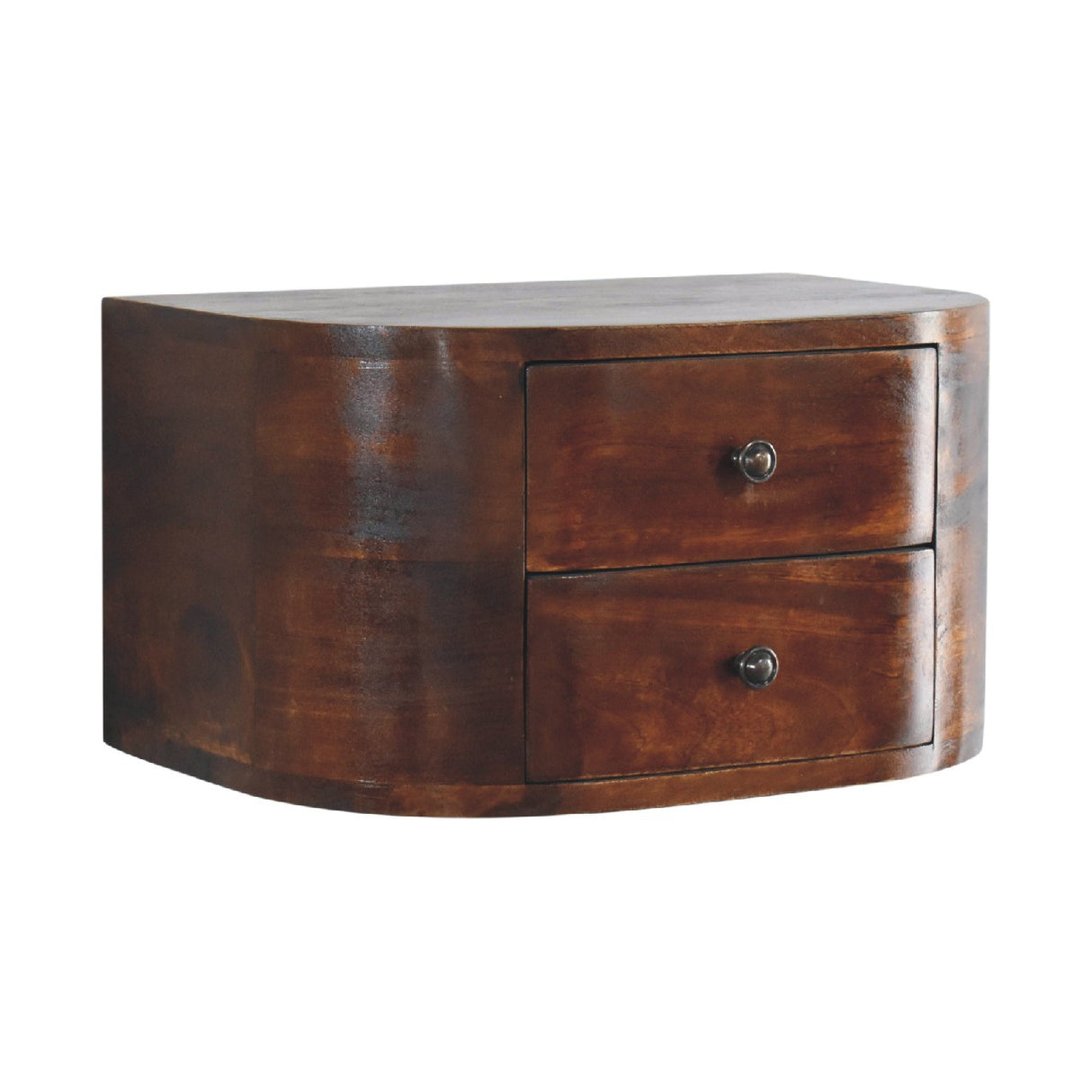 Solid Mango Wood Bedside Cabinet Floating With 2 Drawers - Lunar