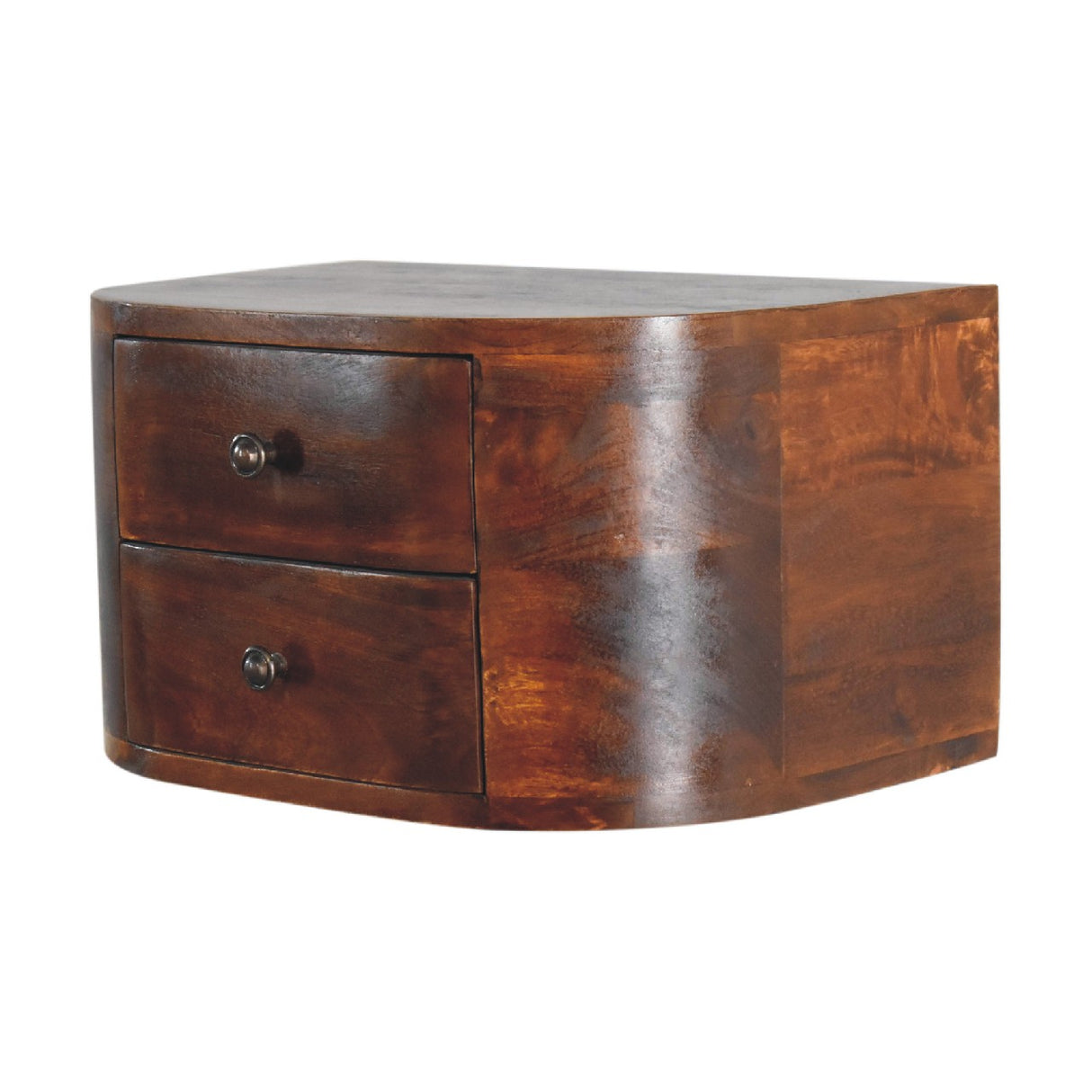 Solid Mango Wood Bedside Cabinet Floating With 2 Drawers - Lunar