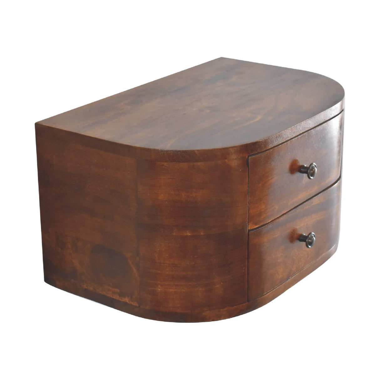 Solid Mango Wood Bedside Cabinet Floating With 2 Drawers - Lunar