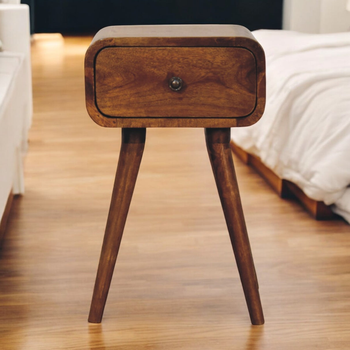Solid Mango Wood Bedside Cabinet Mini With 1 Drawer - Avora