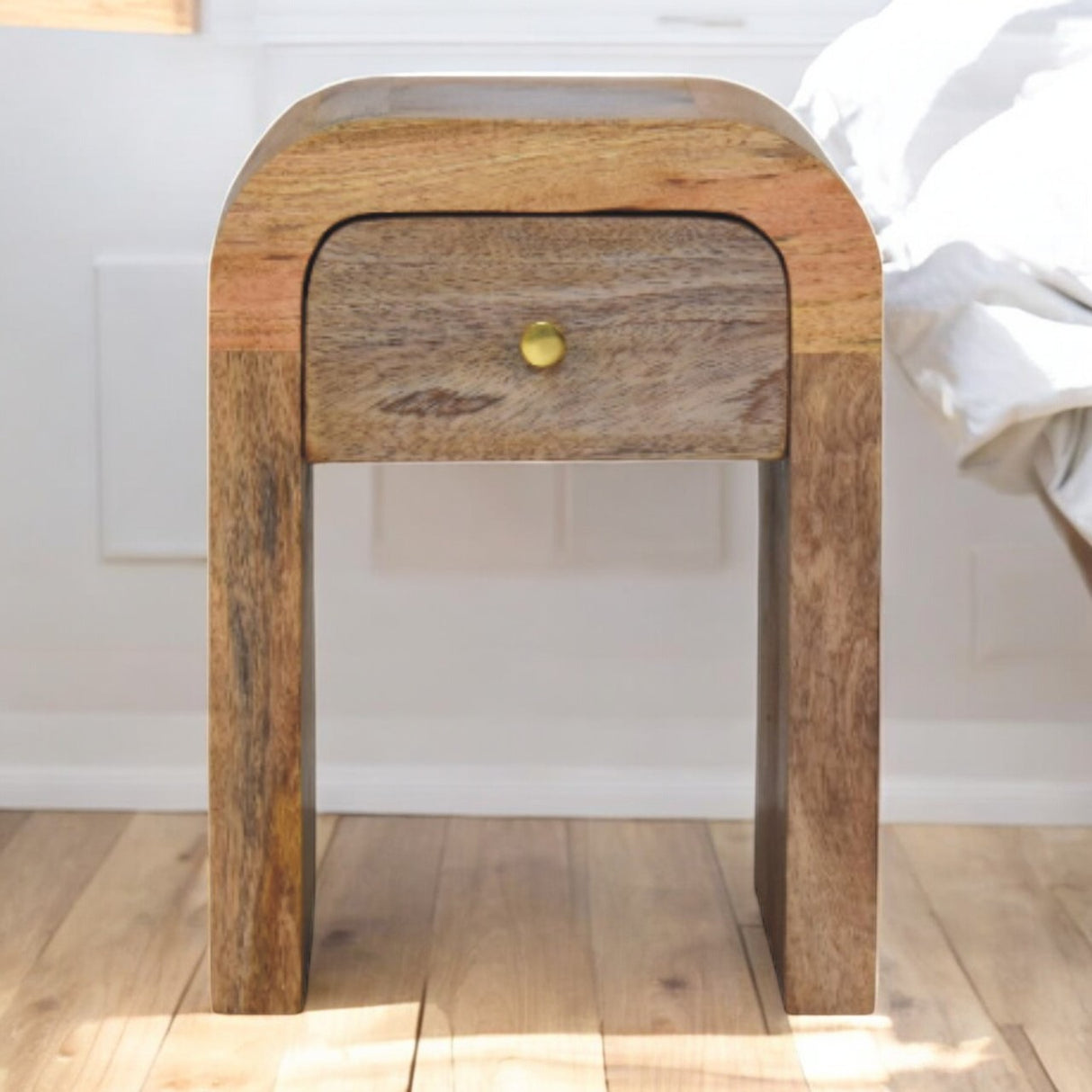 Solid Mango Wood Bedside Cabinet Mini With 1 Drawer - Darcy