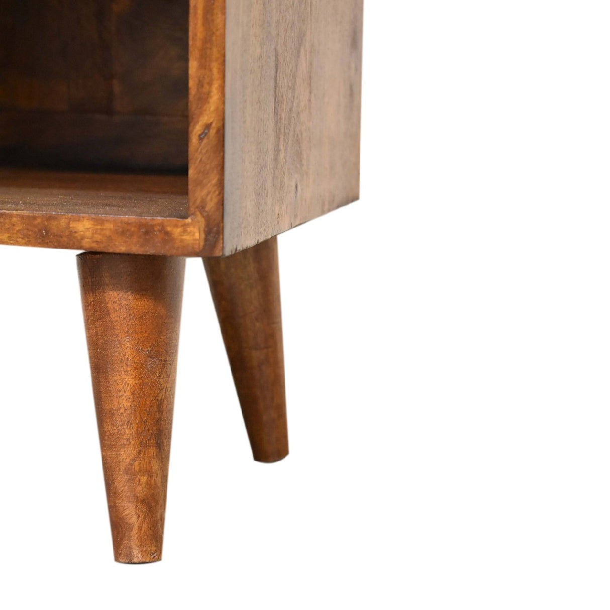 Solid Mango Wood Bedside Cabinet Mini With 1 Gold Front Drawer - Manila