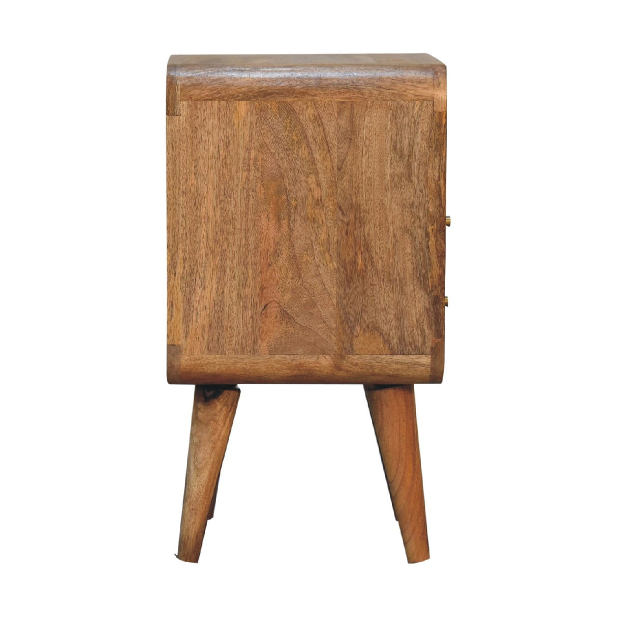 Solid Mango Wood Bedside Cabinet Mini Curved With 2 Drawers - Lille