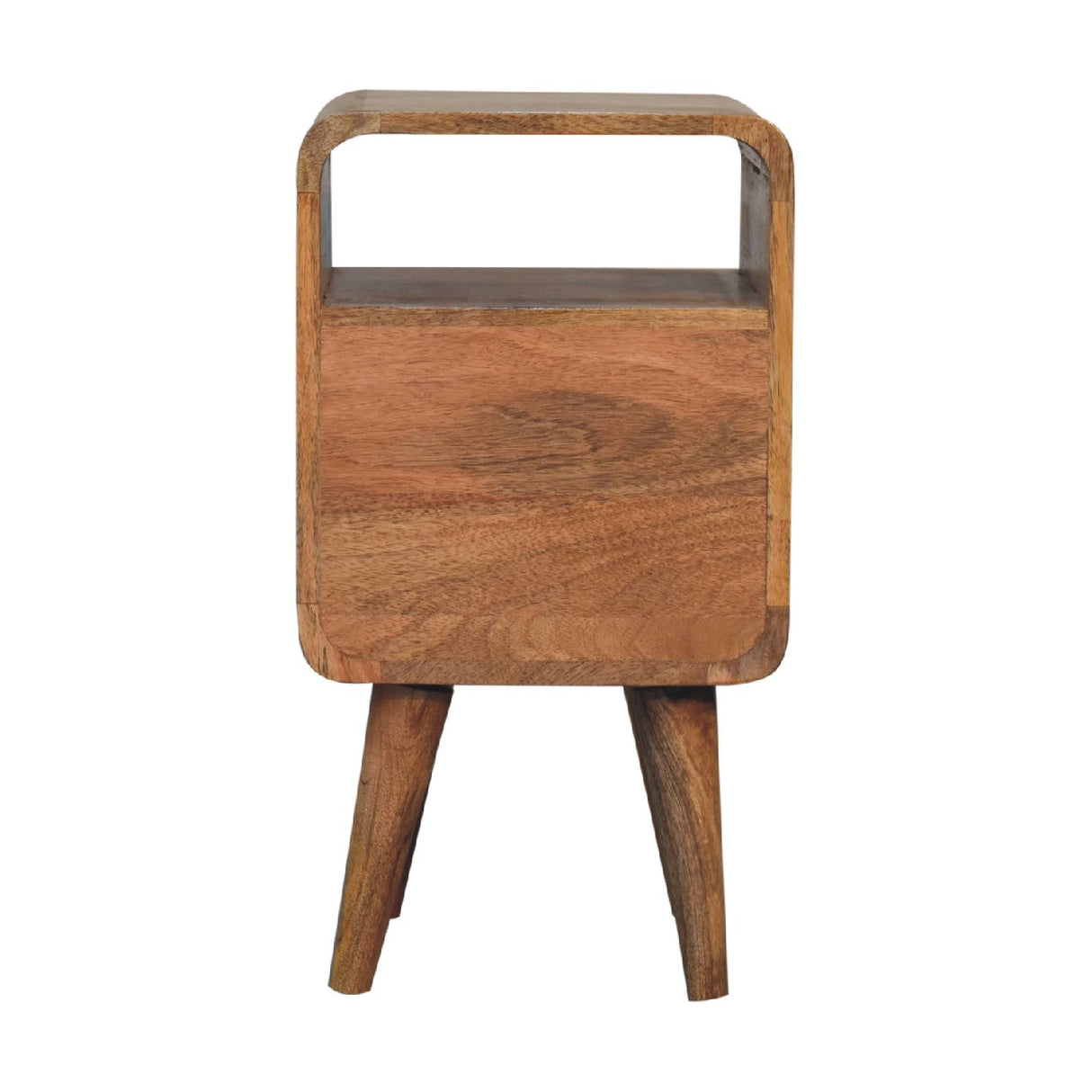 Solid Mango Wood Bedside Cabinet Mini Curved With 2 Drawers - Lille