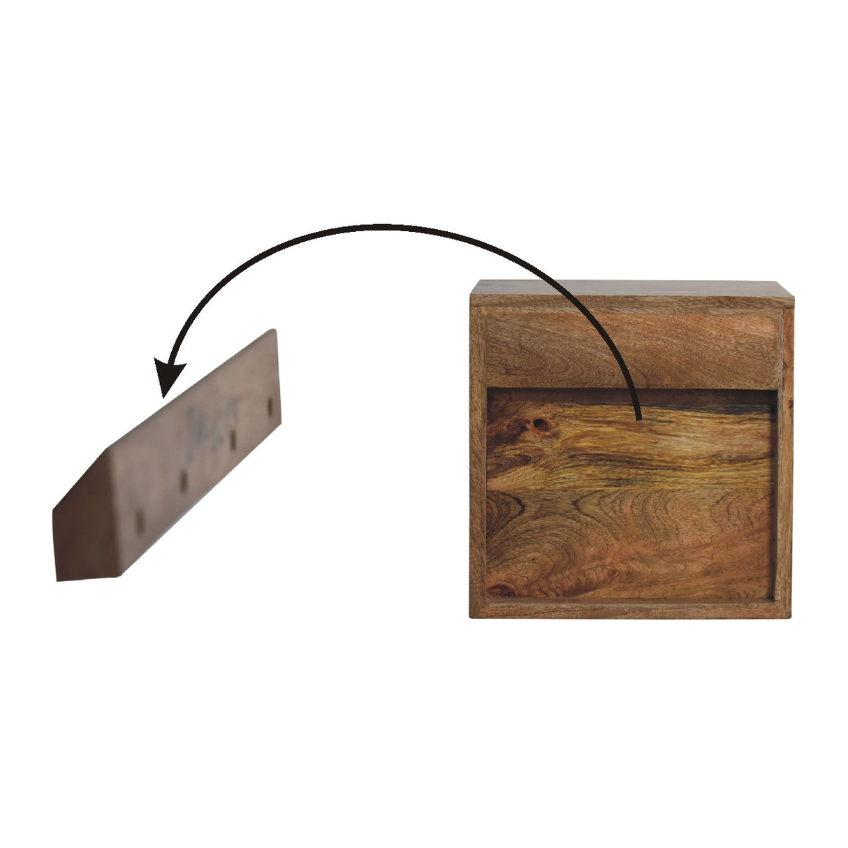 Solid Mango Wood Bedside Cabinet Mini Floating With 1 Drawer - Hereford