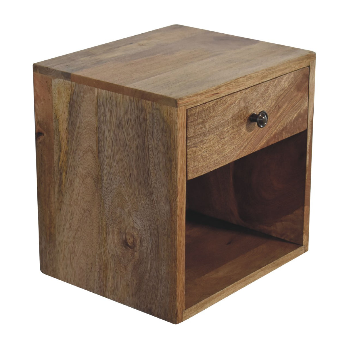 Solid Mango Wood Bedside Cabinet Mini Floating With 1 Drawer - Hereford