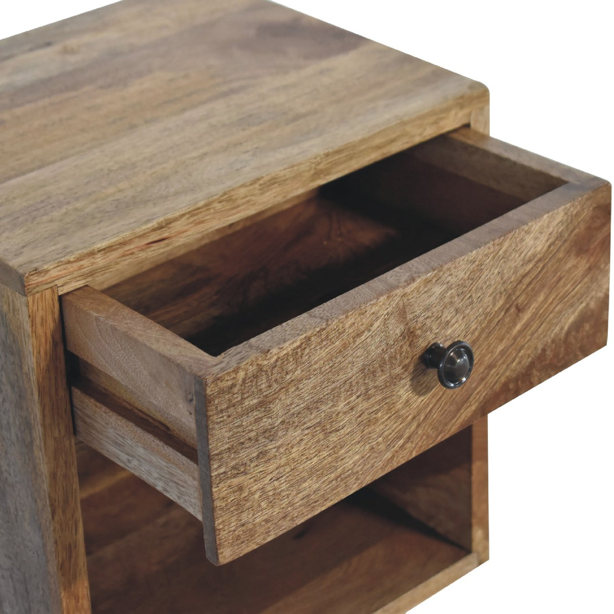 Solid Mango Wood Bedside Cabinet Mini Floating With 1 Drawer - Hereford
