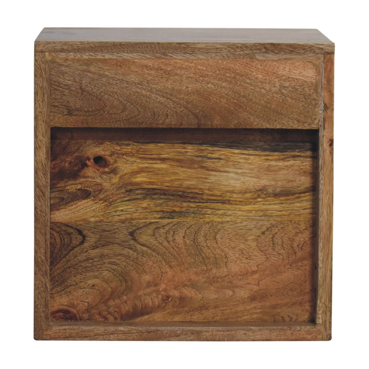 Solid Mango Wood Bedside Cabinet Mini Floating With 1 Drawer - Hereford