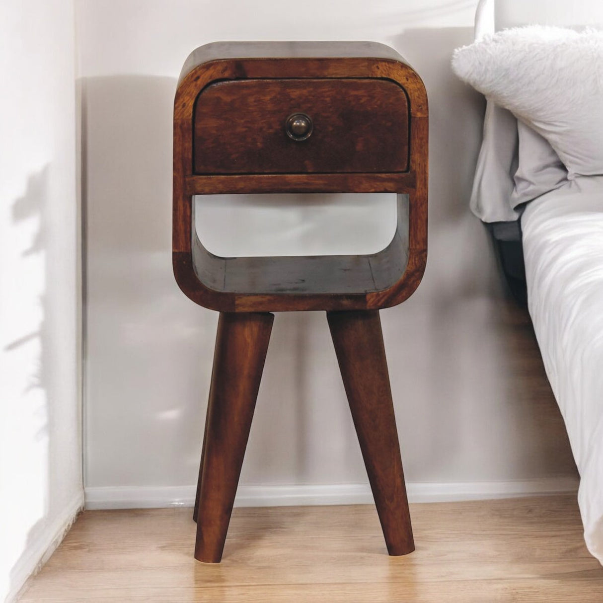 Solid Mango Wood Bedside Cabinet Mini Lower With 1 Drawer - Exeter