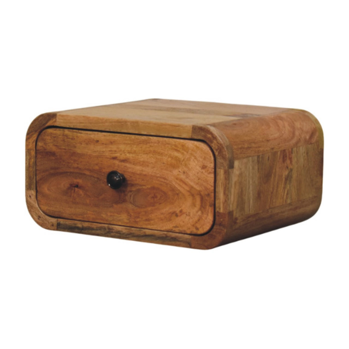 Solid Mango Wood Bedside Cabinet Mini Wall Mounted With 1 Drawer - Avora