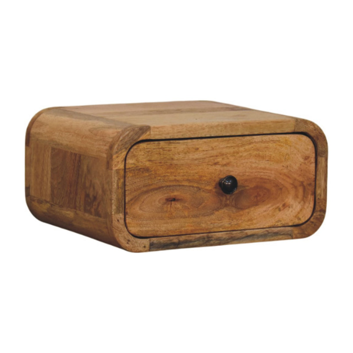 Solid Mango Wood Bedside Cabinet Mini Wall Mounted With 1 Drawer - Avora