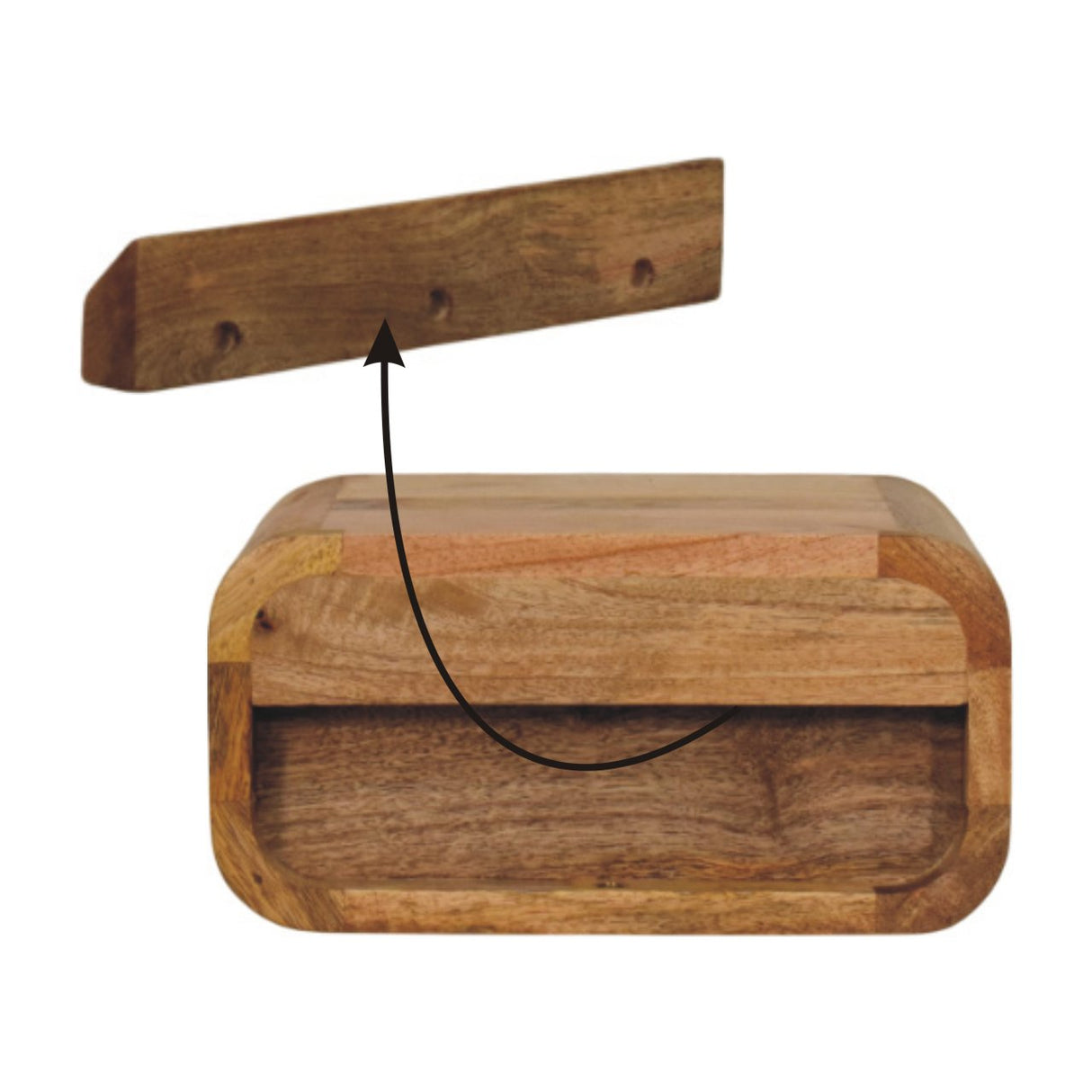 Solid Mango Wood Bedside Cabinet Mini Wall Mounted With 1 Drawer - Avora