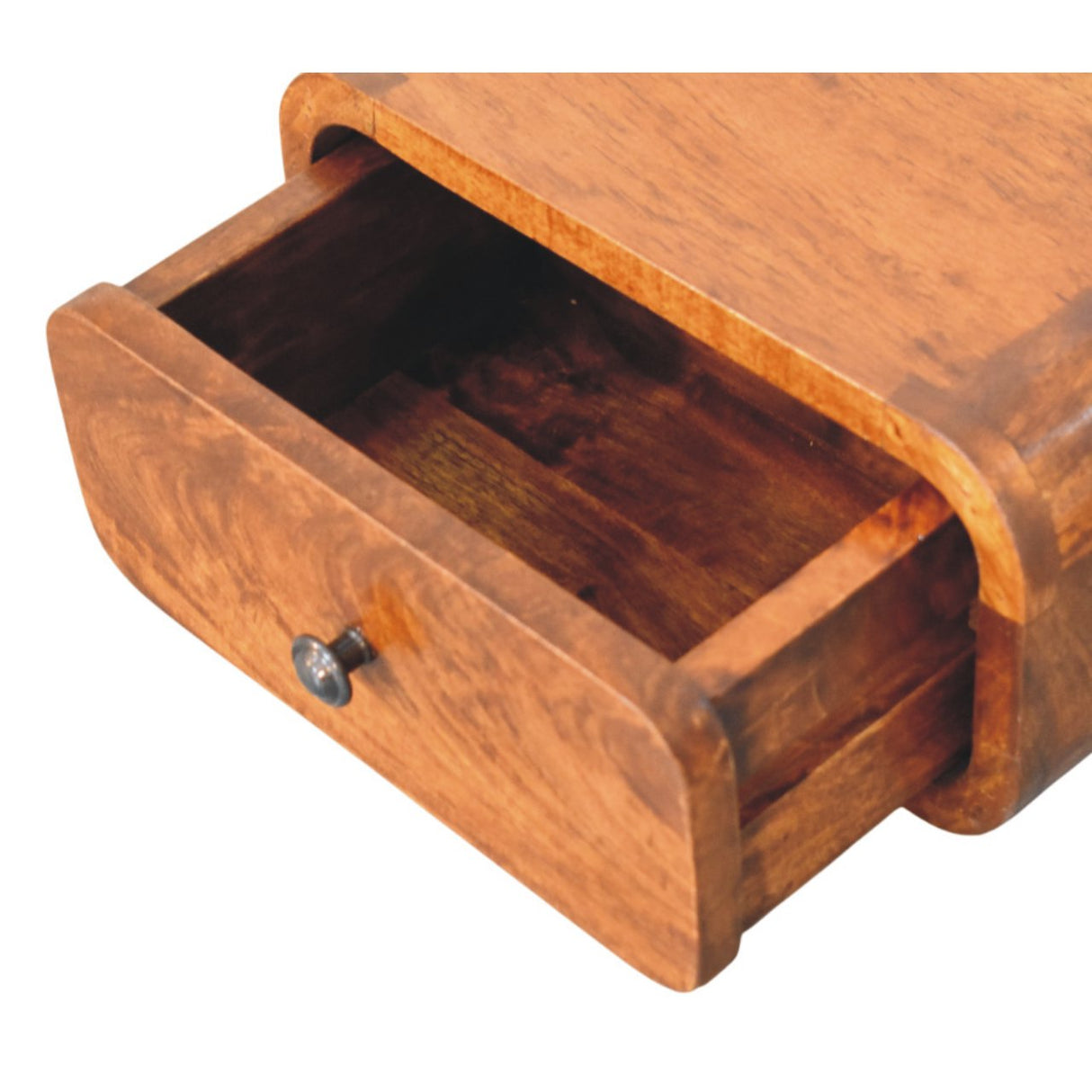 Solid Mango Wood Bedside Cabinet Mini Wall Mounted With 1 Drawer - Avora