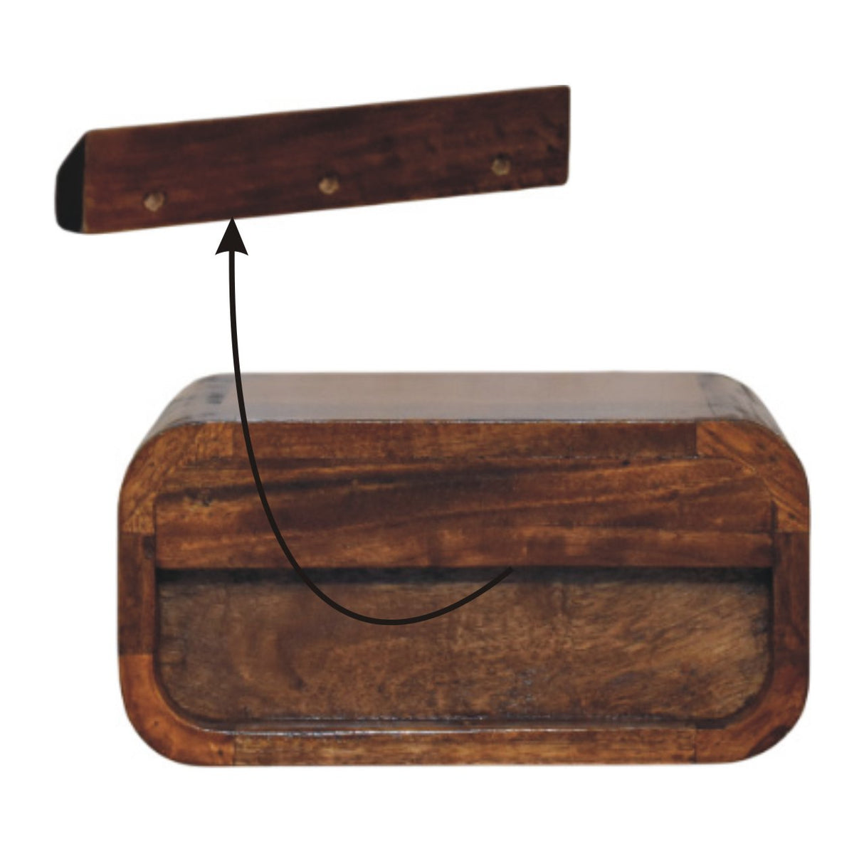 Solid Mango Wood Bedside Cabinet Mini Wall Mounted With 1 Drawer - Avora