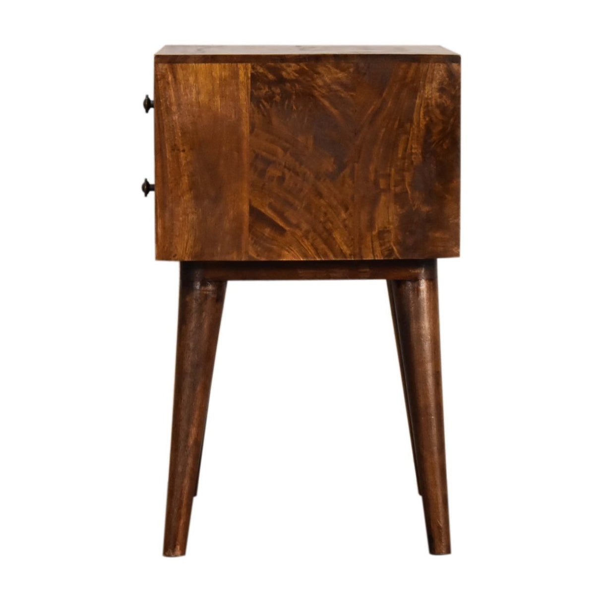 Solid Mango Wood Bedside Cabinet Modern With 2 Drawers - Birmingham