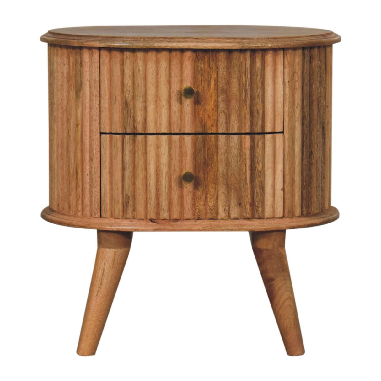 Solid Mango Wood Bedside Cabinet Nordic With 2 Drawers - Soba