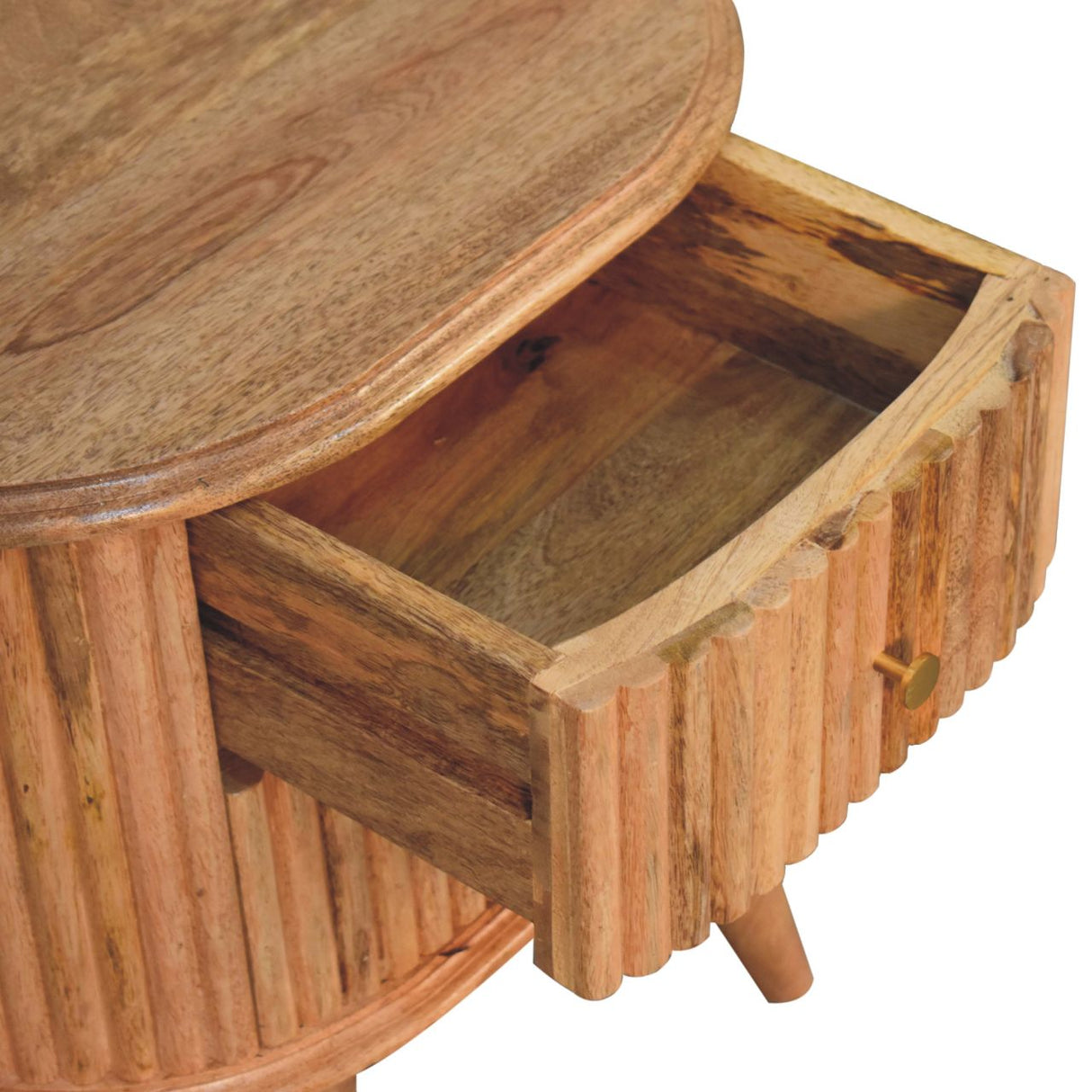 Solid Mango Wood Bedside Cabinet Nordic With 2 Drawers - Soba