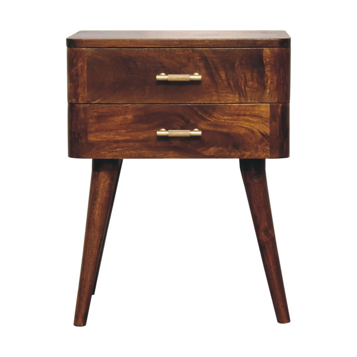 Solid Mango Wood Bedside Cabinet Nordic With T-Bar Handle - Birmingham