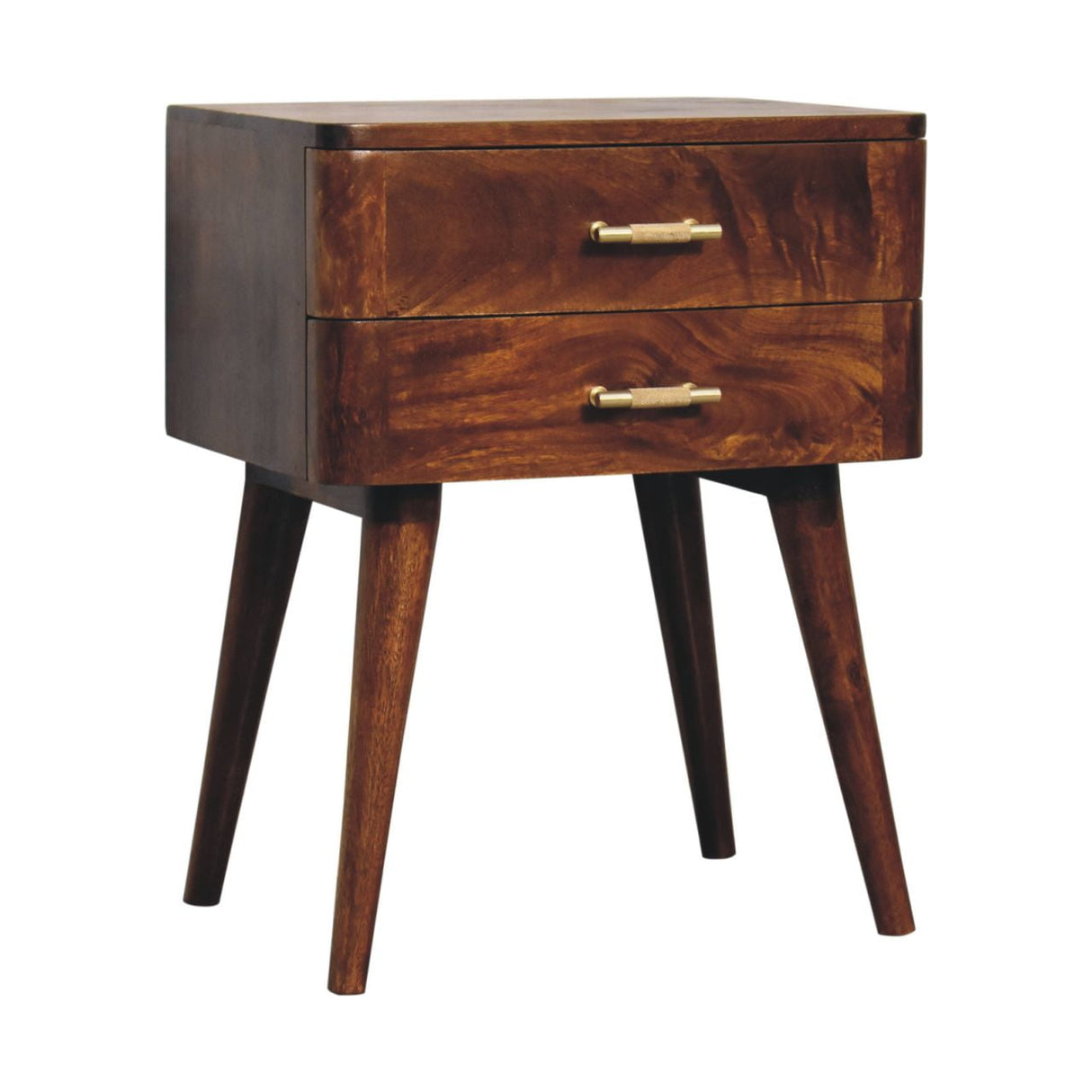 Solid Mango Wood Bedside Cabinet Nordic With T-Bar Handle - Birmingham