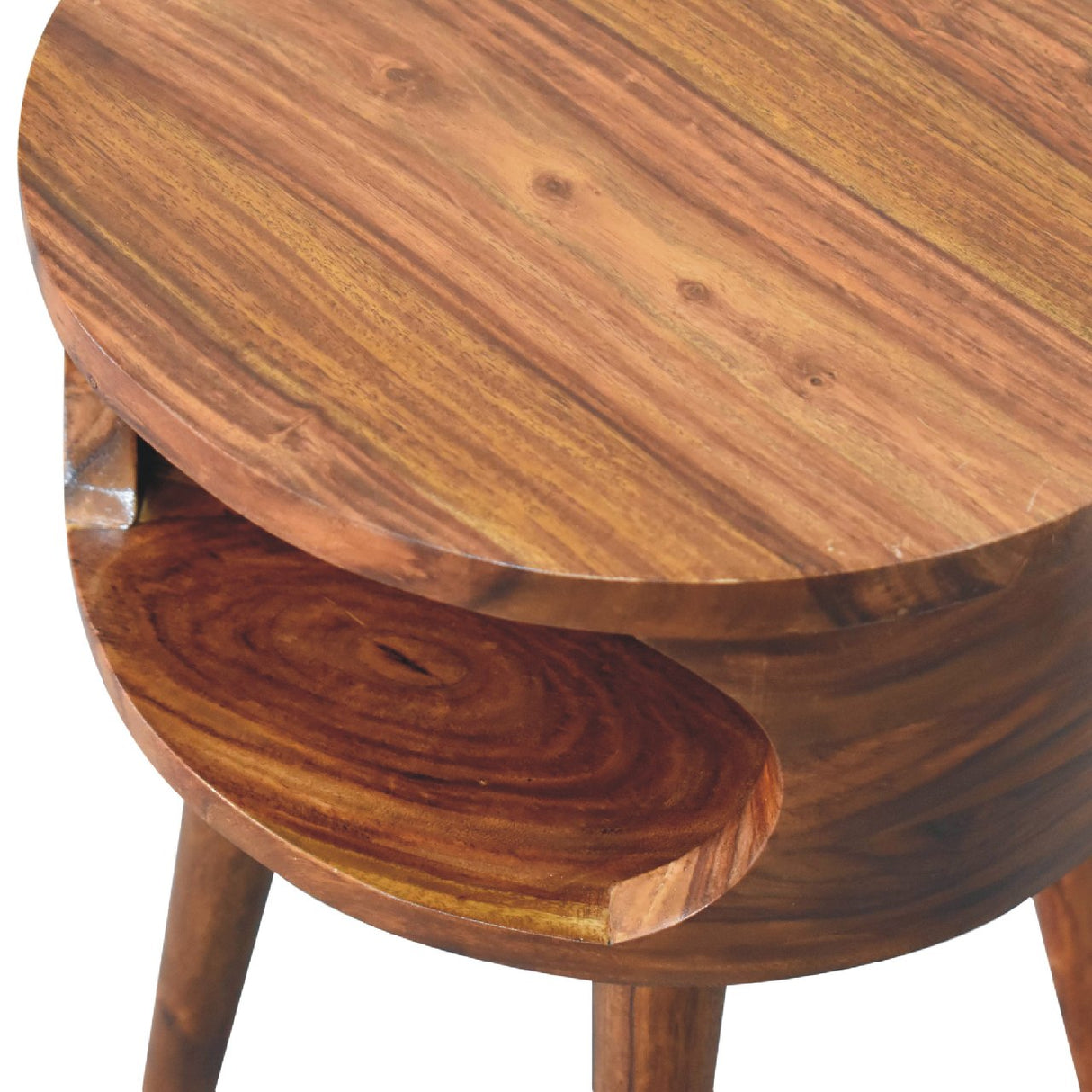 Solid Mango Wood Bedside Cabinet Open Shelf - Alina